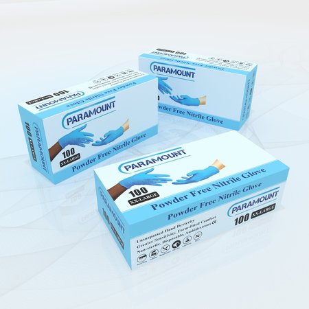 Paramount Nitrile Disposable Gloves, 4 mil Palm, Nitrile, Powder-Free, XXL, 1 PK, Ice Blue XXL